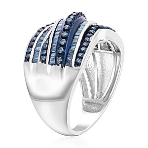 Blue Diamond 1.00 ctw Ring in Platinum Over Sterling Silver (Size 10.0) 