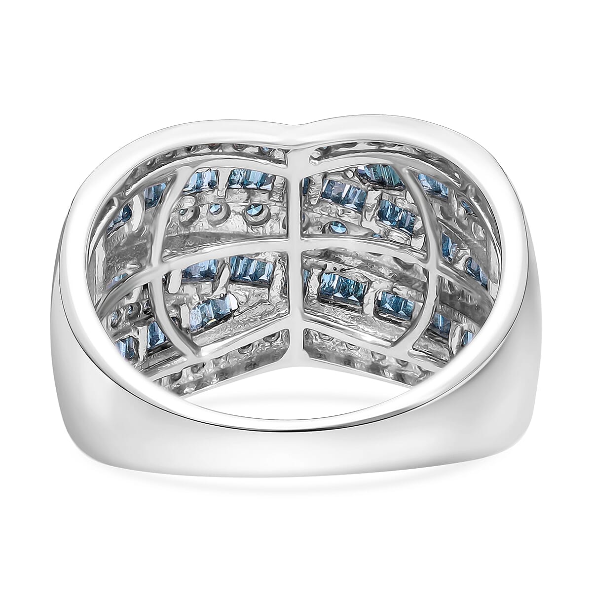 Blue Diamond 1.00 ctw Ring in Platinum Over Sterling Silver (Size 10.0) 