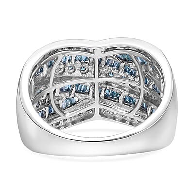 Blue Diamond 1.00 ctw Ring in Platinum Over Sterling Silver (Size 10.0) 