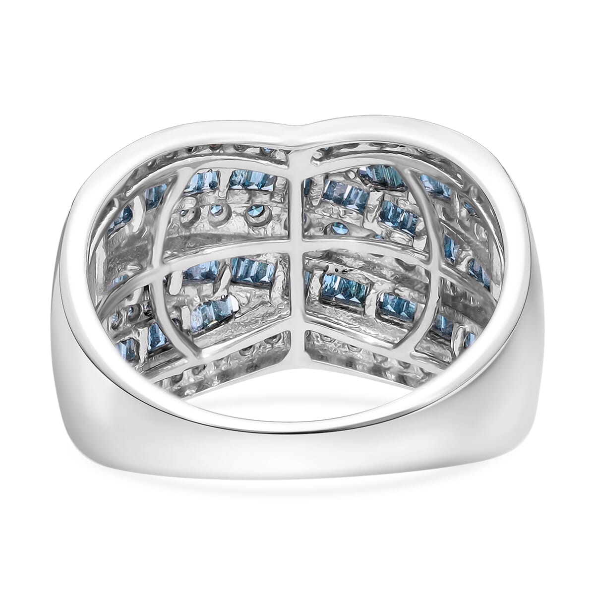 TLV Blue Diamond (IR) Criss Cross Ring in Platinum Over Sterling Silver (Size 10.0) 1.00 ctw image number 4