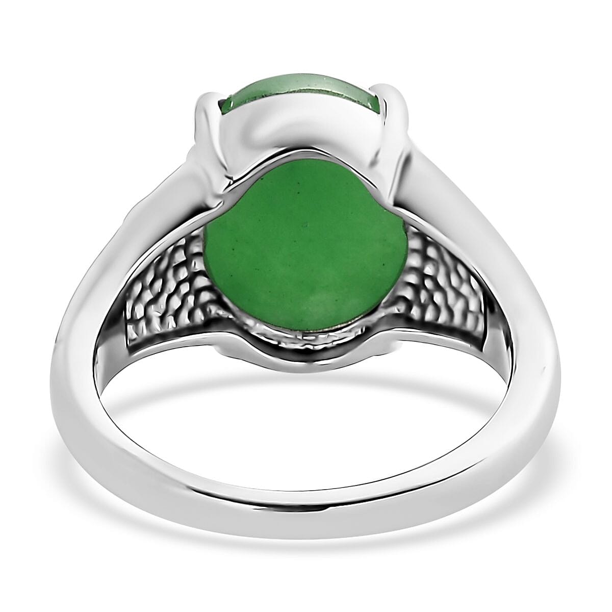 Green Jade (D) Solitaire Ring in Stainless Steel (Size 11.0) 6.15 ctw image number 4