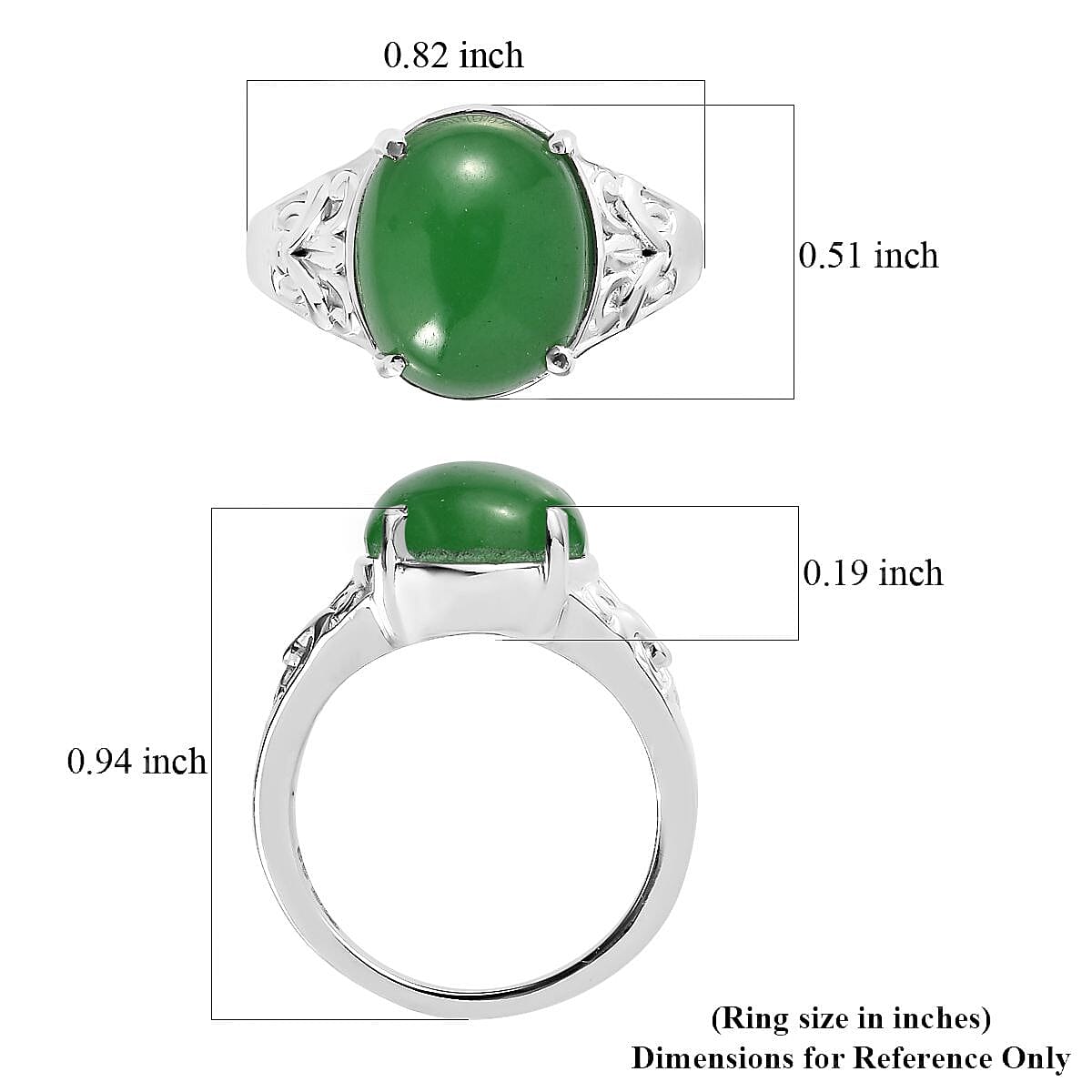 Green Jade (D) Solitaire Ring in Stainless Steel (Size 11.0) 6.15 ctw image number 5