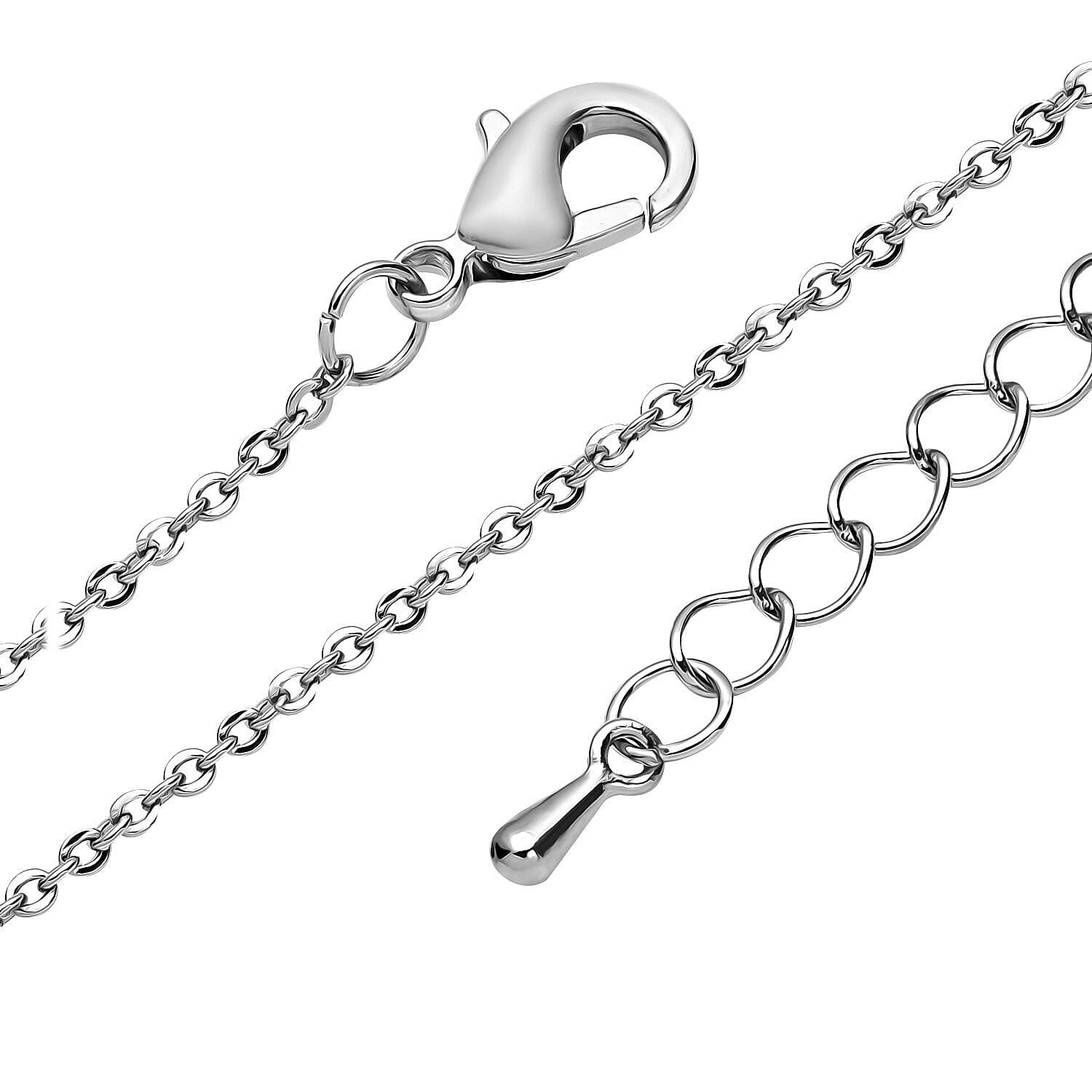 Blue Austrian Crystal and White Shell Pearl Necklace in Stainless Steel (20 Inches)