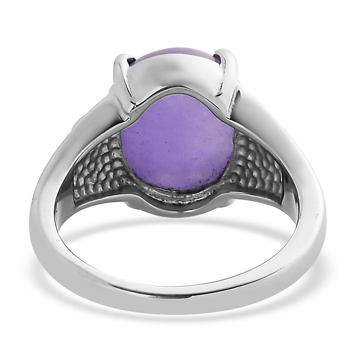 Purple Jade (D) Solitaire Ring in Stainless Steel (Size 10.0) 5.85 ctw image number 4