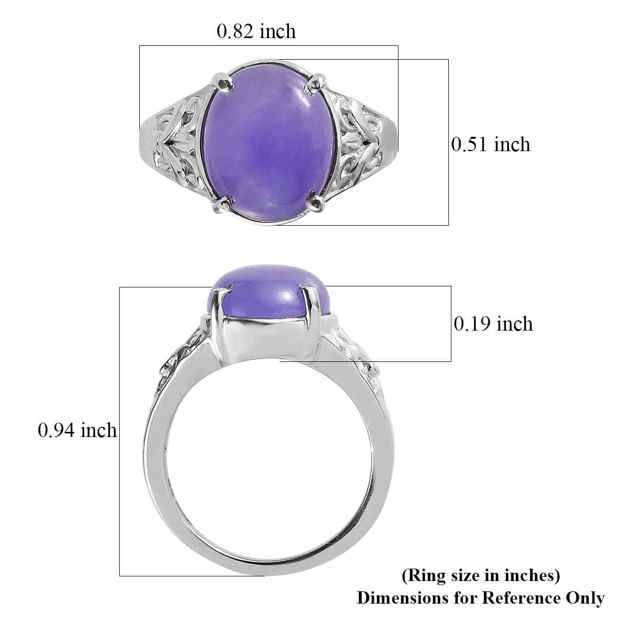 Purple Jade (D) Solitaire Ring in Stainless Steel (Size 10.0) 5.85 ctw image number 5