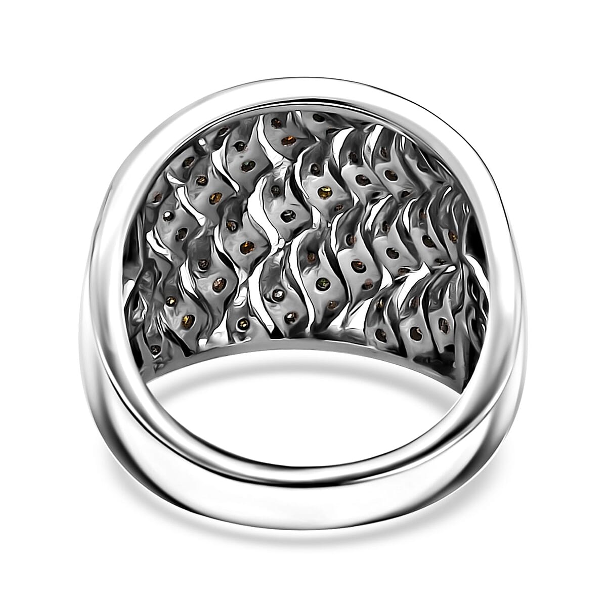 GP Royal Art Deco Collection Multi Color Diamond Ring in Platinum Over Sterling Silver (Size 9.0) 0.50 ctw image number 4