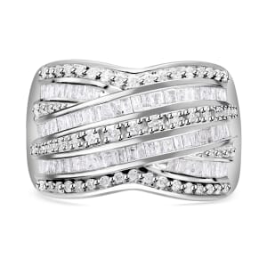 Diamond 1.00 ctw Ring in Platinum Over Sterling Silver (Size 10.0)