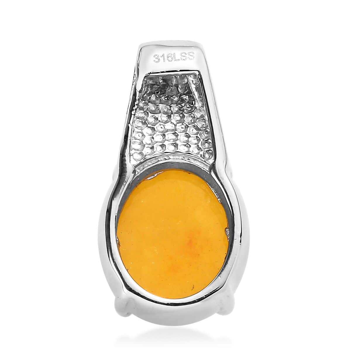 Yellow Jade (D) Solitaire Pendant in Stainless Steel 6.20 ctw image number 4