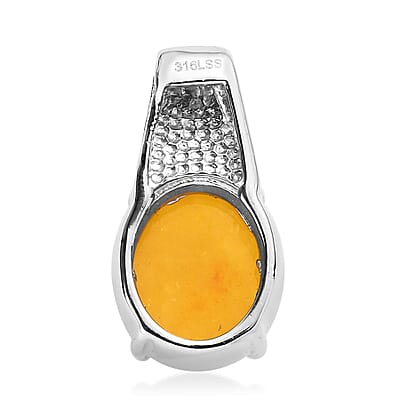 Yellow Jade (D) Solitaire Pendant without Chain in Stainless Steel 6.20 ctw
