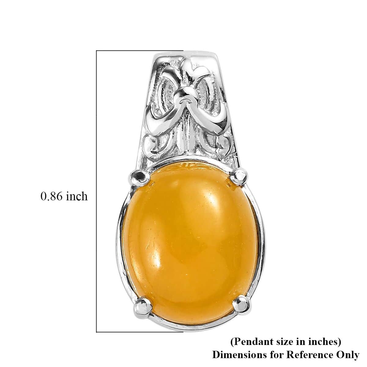 Yellow Jade (D) Solitaire Pendant in Stainless Steel 6.20 ctw image number 5