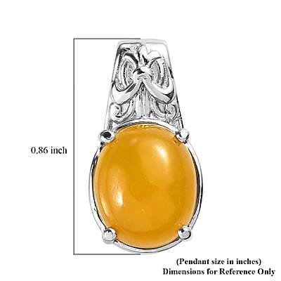 Yellow Jade (D) Solitaire Pendant without Chain in Stainless Steel 6.20 ctw