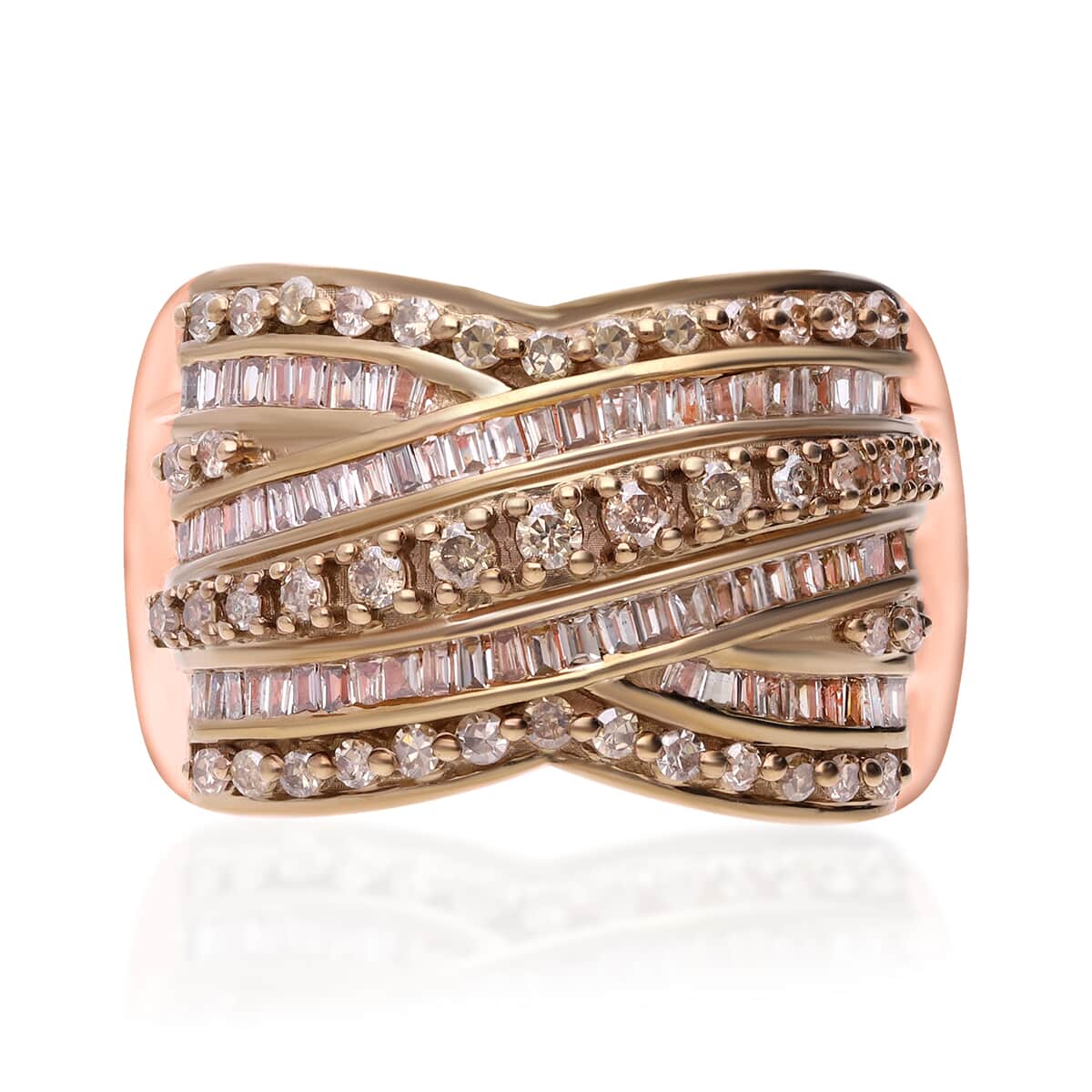 Natural Champagne Diamond 1.00 ctw Ring in Vermeil Rose Gold Over Sterling Silver (Size 7.0)  image number 0