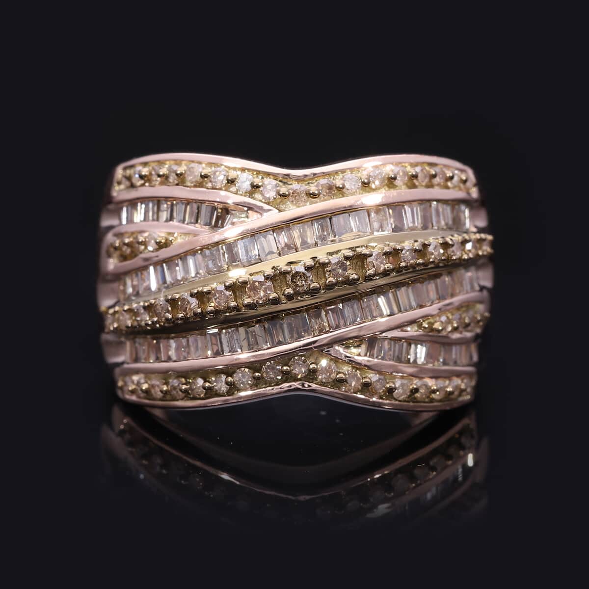 Natural Champagne Diamond 1.00 ctw Ring in Vermeil Rose Gold Over Sterling Silver (Size 7.0)  image number 1