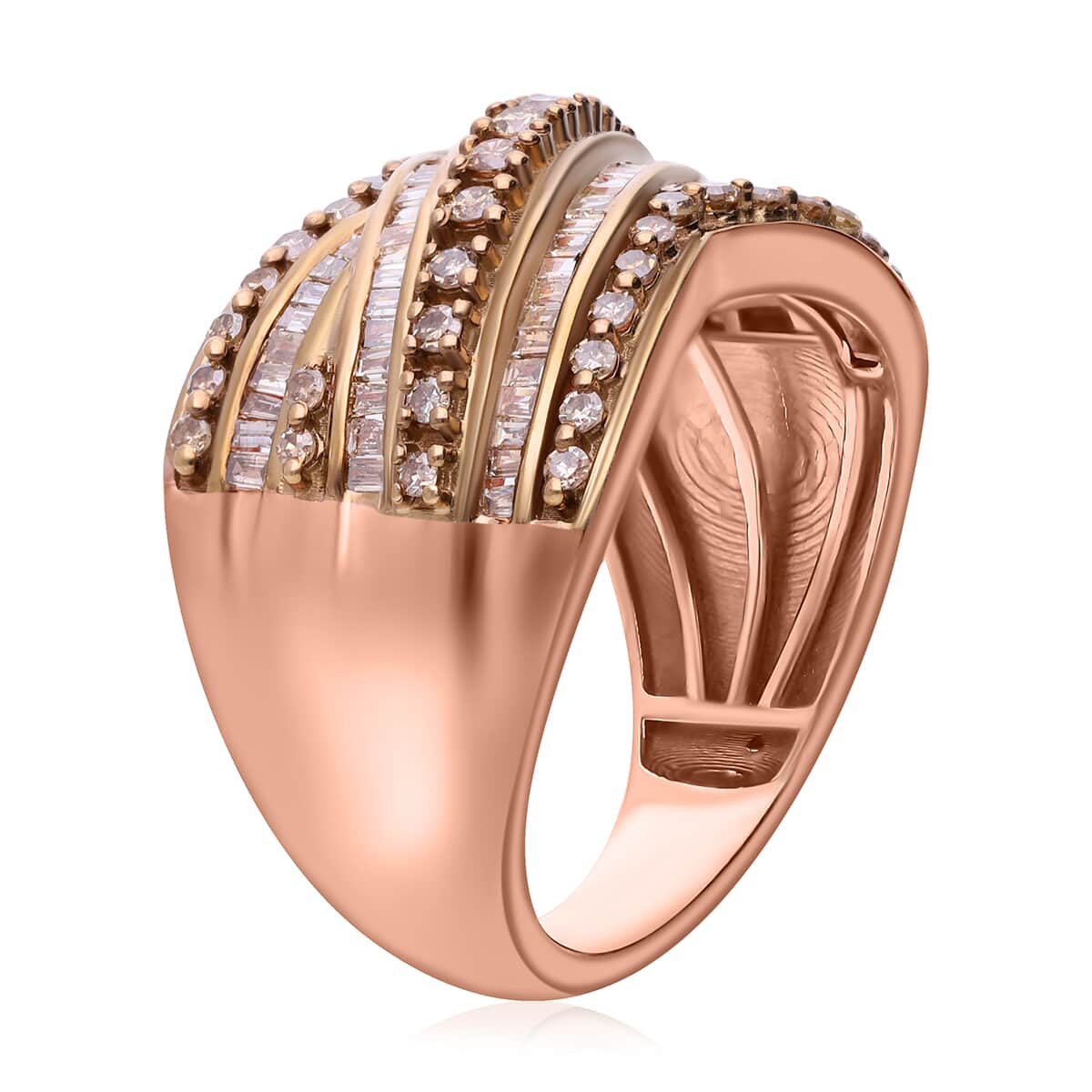 Natural Champagne Diamond 1.00 ctw Ring in Vermeil Rose Gold Over Sterling Silver (Size 7.0)  image number 3