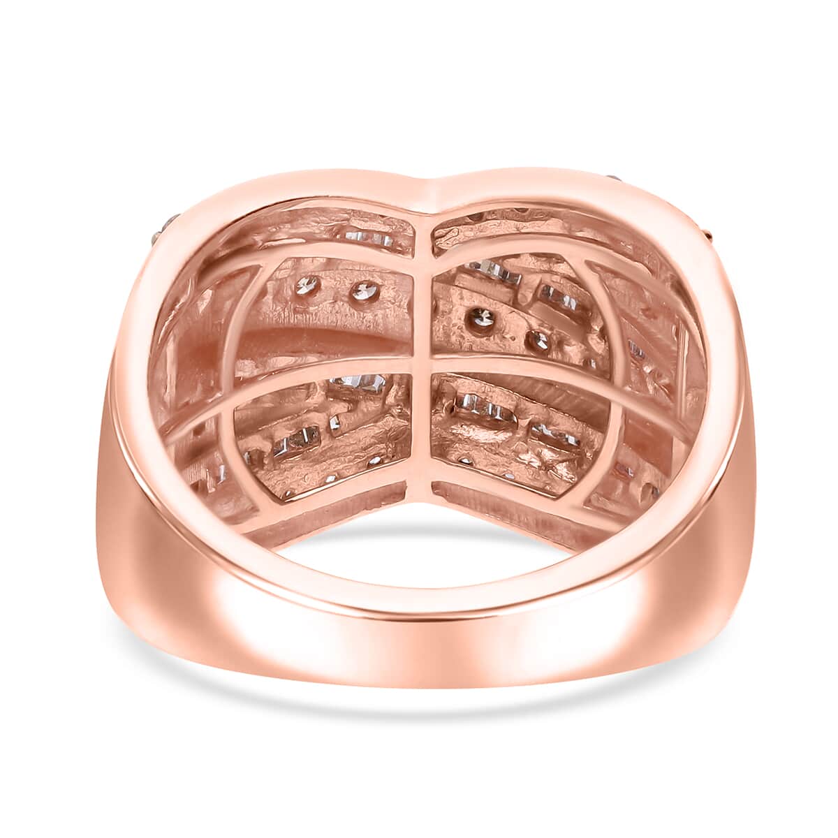 Natural Champagne Diamond 1.00 ctw Ring in Vermeil Rose Gold Over Sterling Silver (Size 7.0)  image number 4