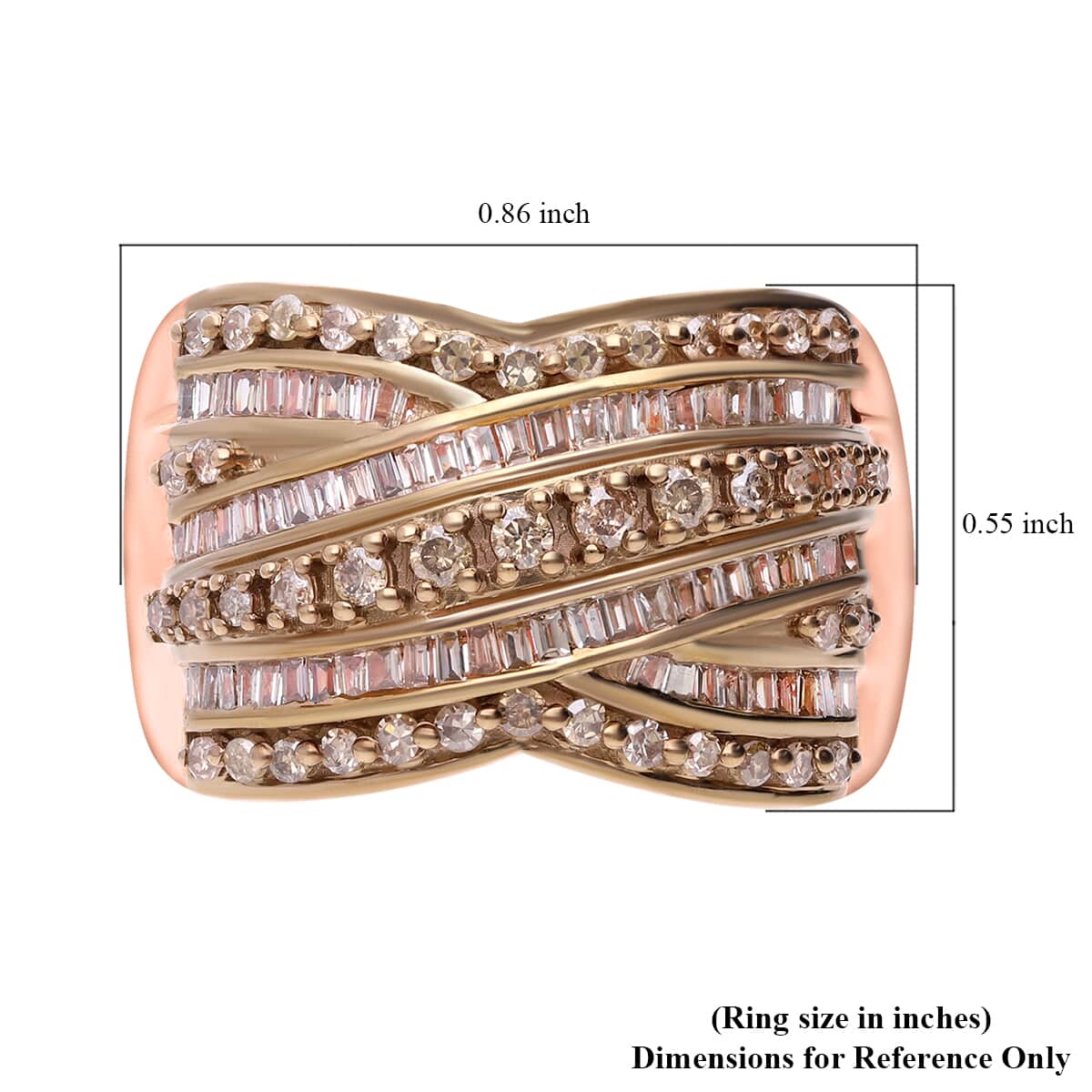 Natural Champagne Diamond 1.00 ctw Ring in Vermeil Rose Gold Over Sterling Silver (Size 7.0)  image number 5