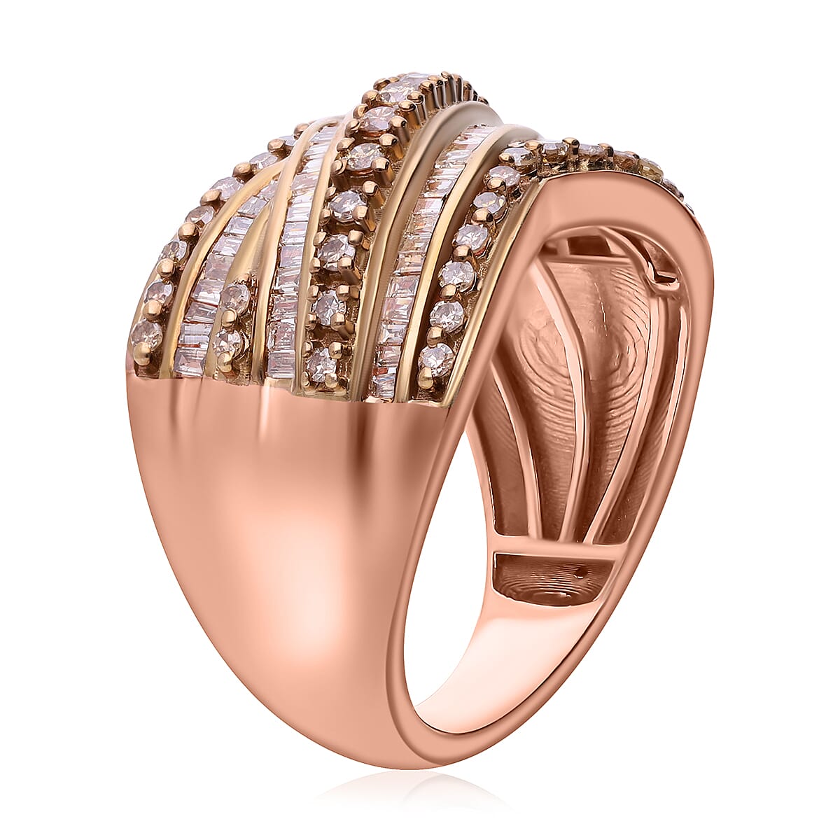 Natural Champagne Diamond 1.00 ctw Ring in Vermeil Rose Gold Over Sterling Silver (Size 9.0)  image number 3