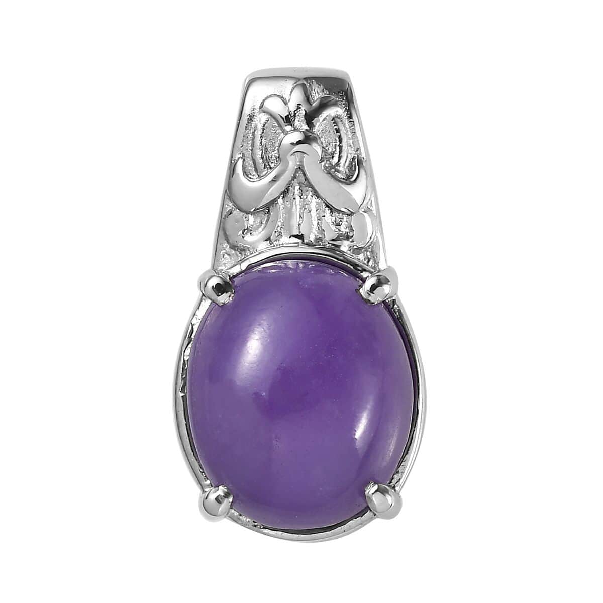 Purple Jade (D) Solitaire Pendant in Stainless Steel 6.10 ctw image number 0