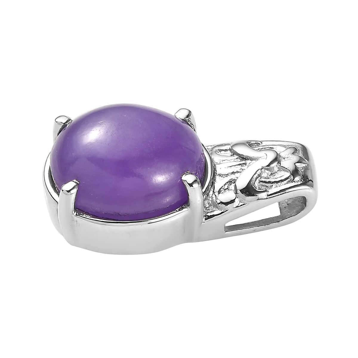 Purple Jade (D) Solitaire Pendant in Stainless Steel 6.10 ctw image number 3