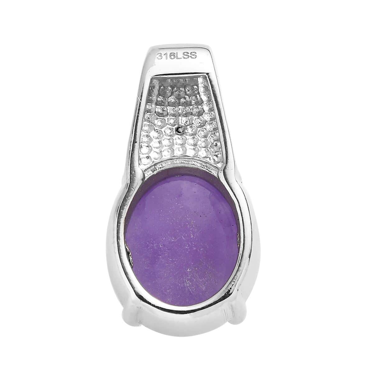 Purple Jade (D) Solitaire Pendant in Stainless Steel 6.10 ctw image number 4