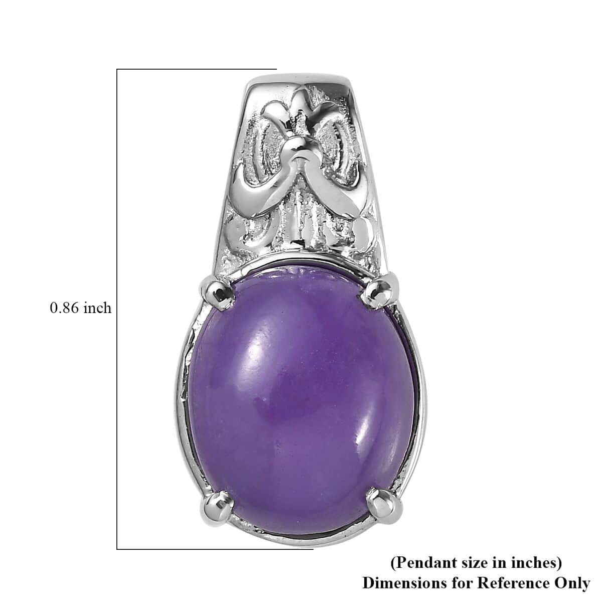 Purple Jade (D) Solitaire Pendant in Stainless Steel 6.10 ctw image number 5