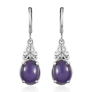 Purple Jade (D) Lever Back Earrings in Stainless Steel 6.50 ctw