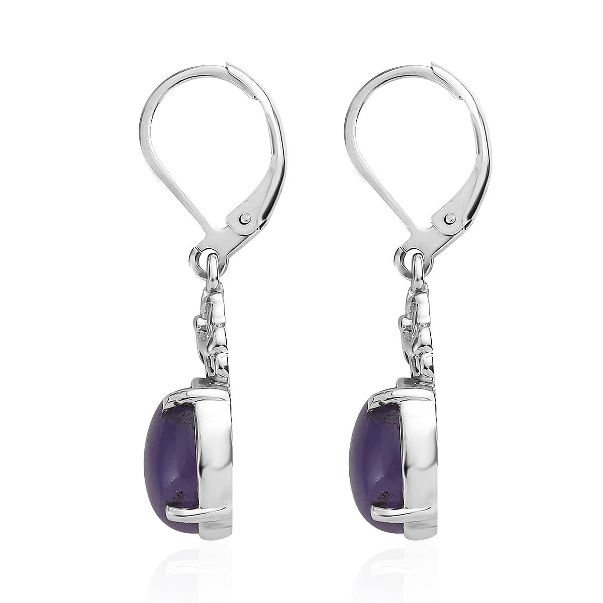 Purple Jade (D) Lever Back Earrings in Stainless Steel 6.50 ctw