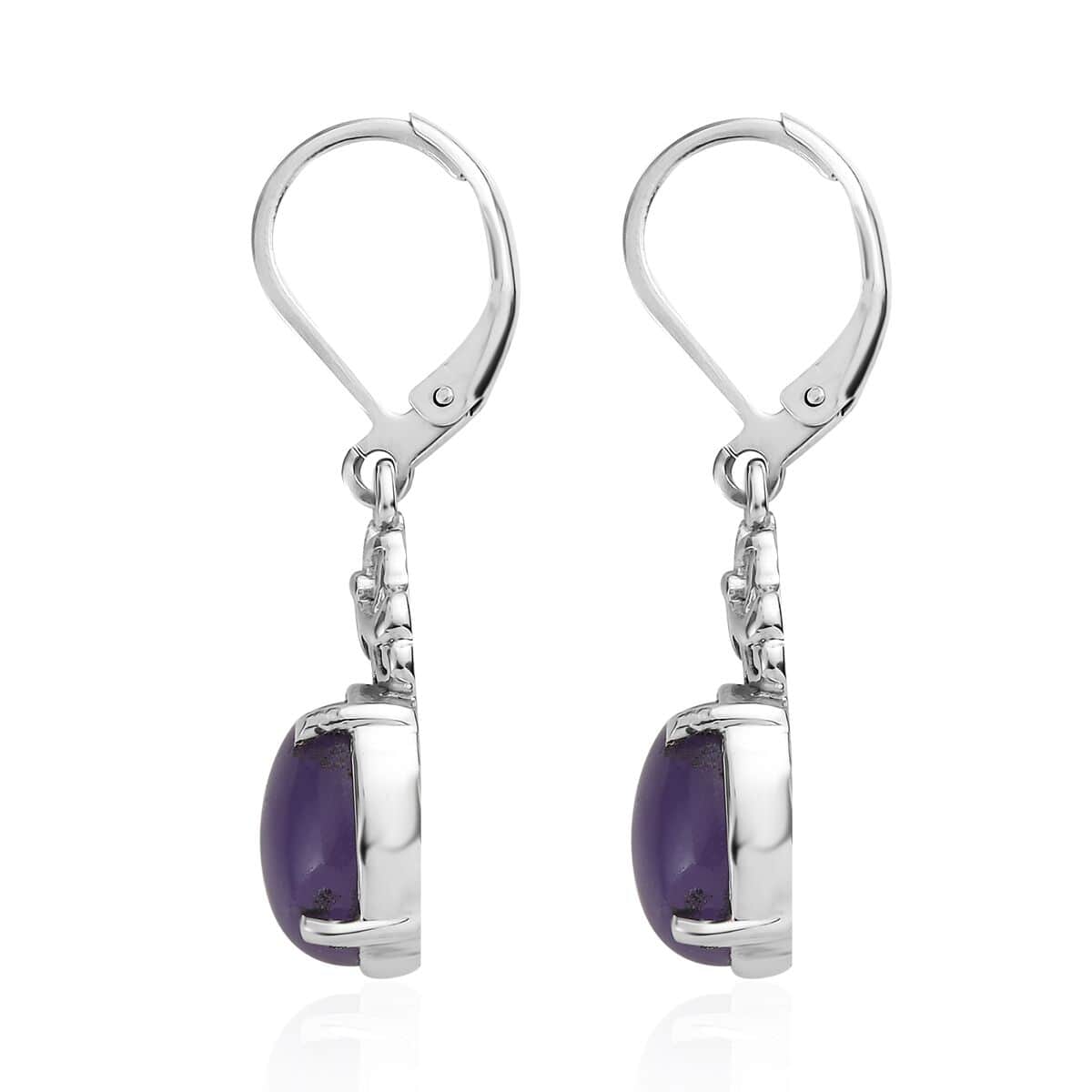 Purple Jade (D) Lever Back Earrings in Stainless Steel 6.50 ctw image number 3