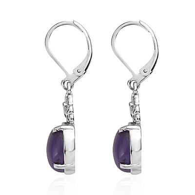 Purple Jade (D) Lever Back Earrings in Stainless Steel 6.50 ctw