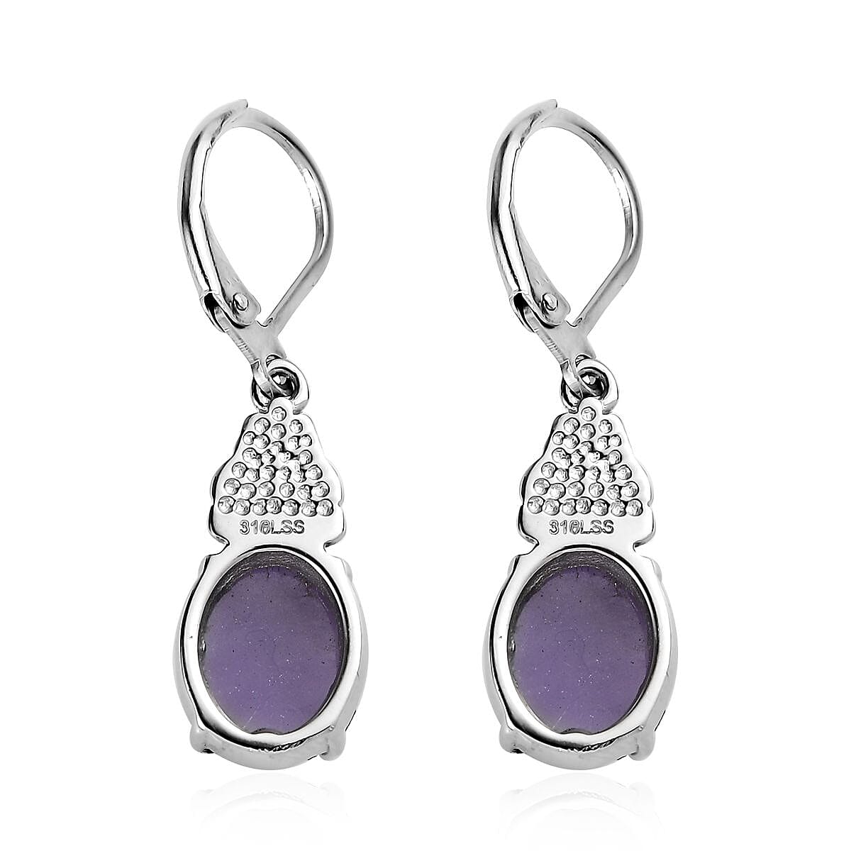 Purple Jade (D) Lever Back Earrings in Stainless Steel 6.50 ctw