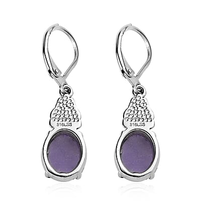 Purple Jade (D) Lever Back Earrings in Stainless Steel 6.50 ctw