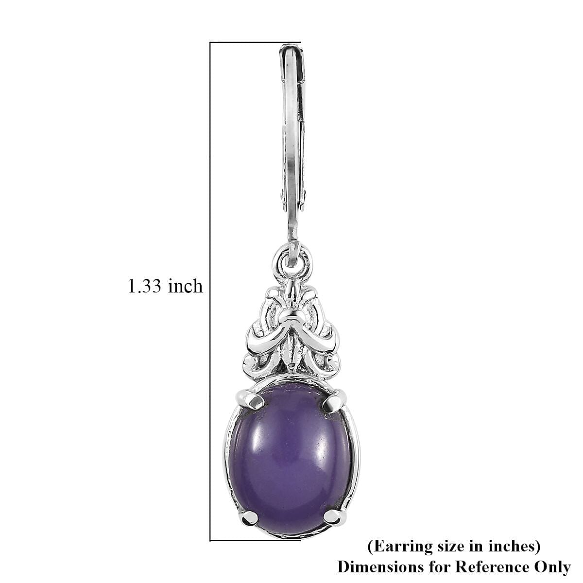 Purple Jade (D) Lever Back Earrings in Stainless Steel 6.50 ctw