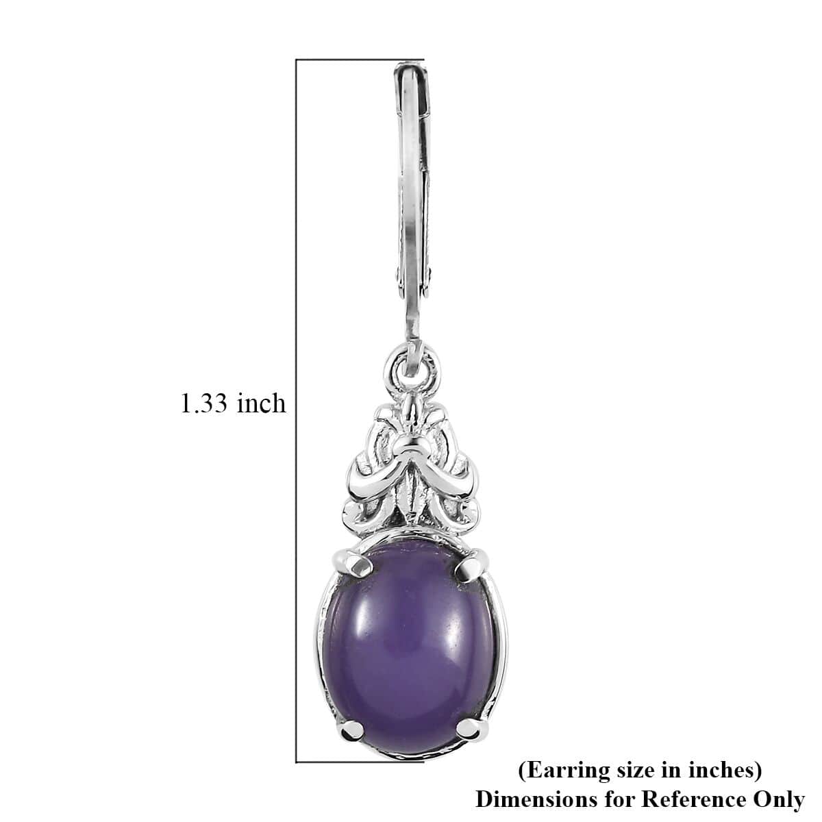 Purple Jade Lever Back Earrings in Stainless Steel 6.50 ctw image number 5