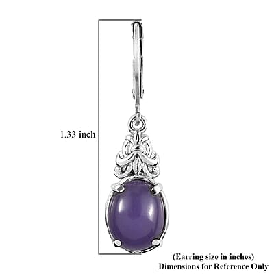 Purple Jade (D) Lever Back Earrings in Stainless Steel 6.50 ctw