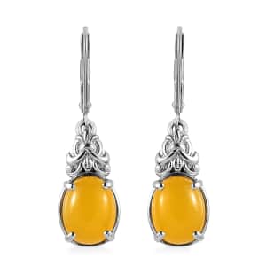 Yellow Jade (D) Lever Back Earrings in Stainless Steel 6.10 ctw