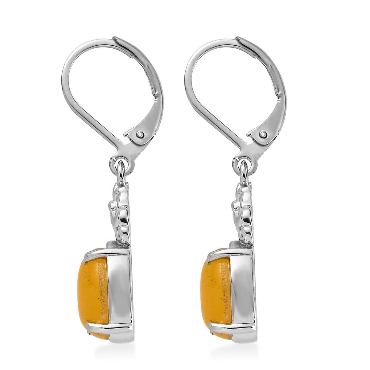 Yellow Jade (D) Lever Back Earrings in Stainless Steel 6.10 ctw image number 3