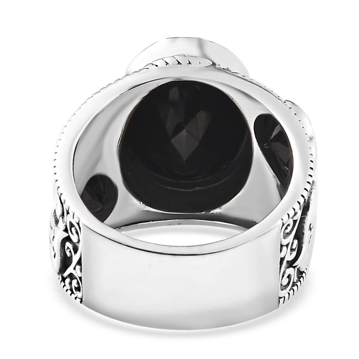 Bargain Deal Artisan Crafted Thai Black Spinel Elephant Ring in Sterling Silver (Size 10.0) 12.10 ctw image number 4