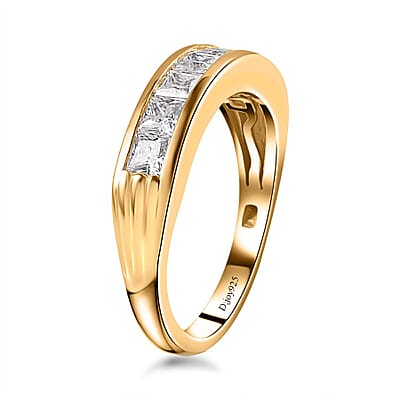 Moissanite Half Eternity Band Ring in Vermeil Yellow Gold Over Sterling Silver (Size 10.0) 1.00 ctw