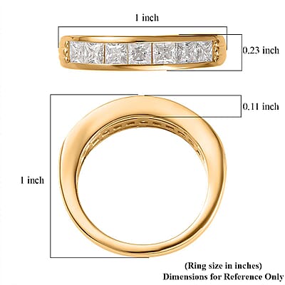 Moissanite Half Eternity Band Ring in Vermeil Yellow Gold Over Sterling Silver (Size 10.0) 1.00 ctw