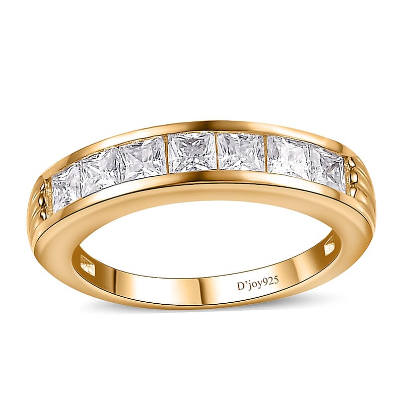 Moissanite Half Eternity Band Ring in Vermeil Yellow Gold Over Sterling Silver (Size 7.0) 1.00 ctw
