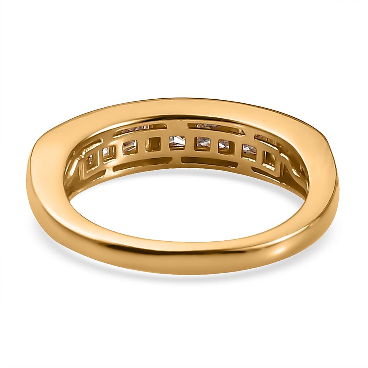 Moissanite Half Eternity Band Ring in Vermeil Yellow Gold Over Sterling Silver (Size 7.0) 1.00 ctw