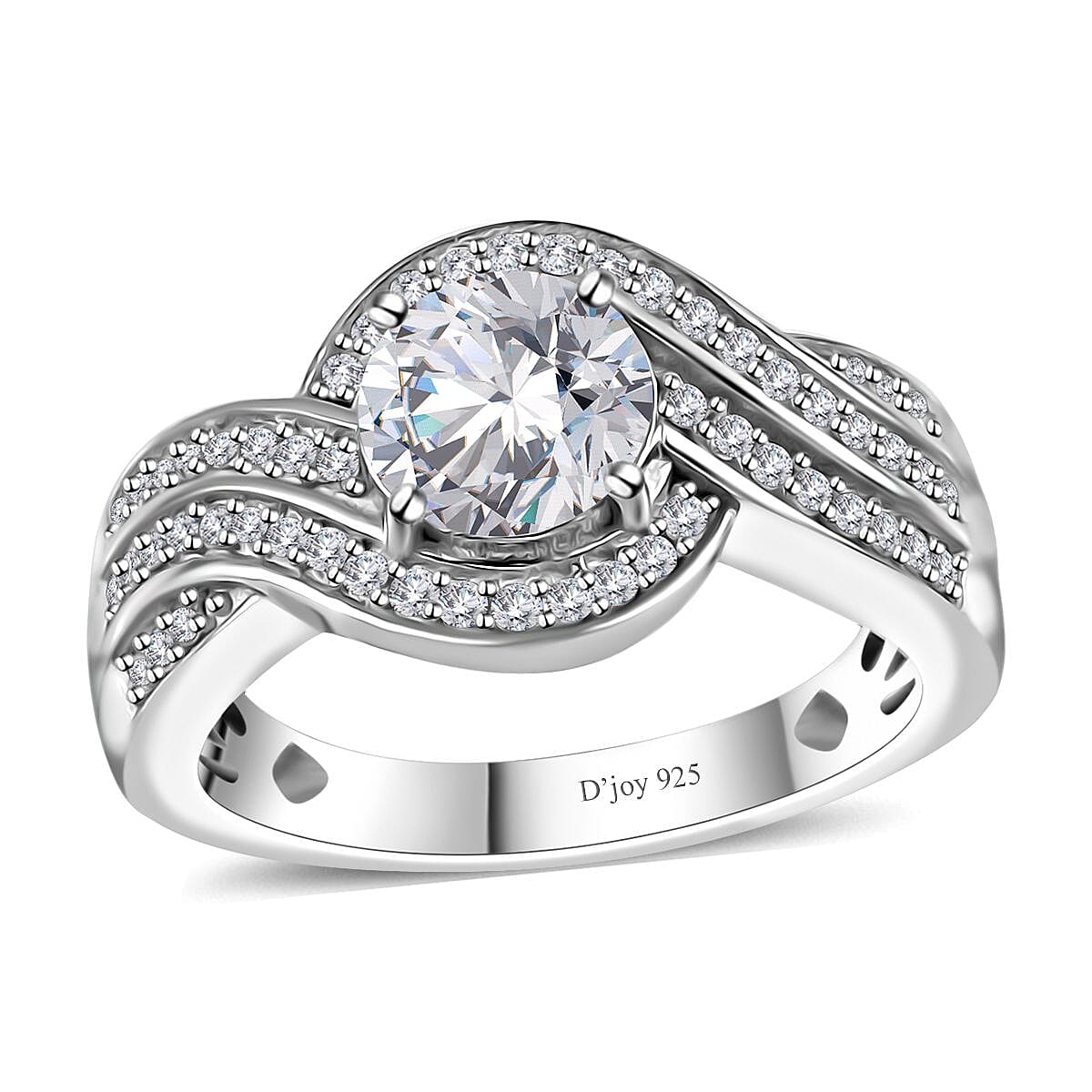 Moissanite Ring in Platinum Over Sterling Silver (Size 10.0) 1.70 ctw