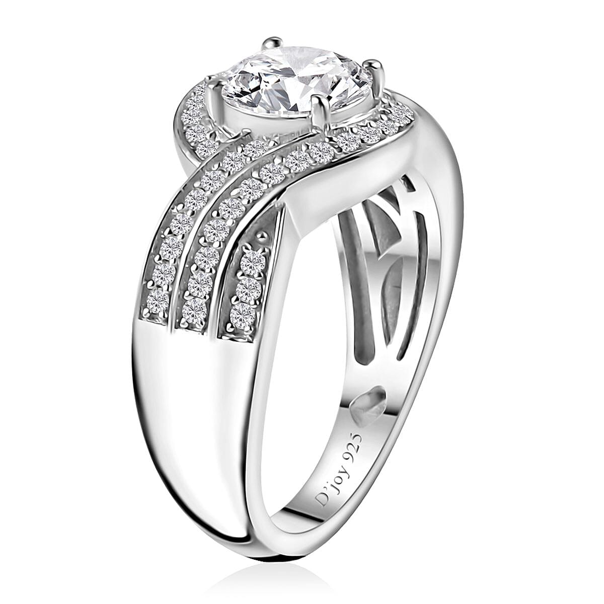 Moissanite Ring in Platinum Over Sterling Silver (Size 10.0) 1.70 ctw