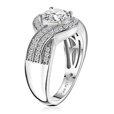 Moissanite Ring in Platinum Over Sterling Silver (Size 10.0) 1.70 ctw