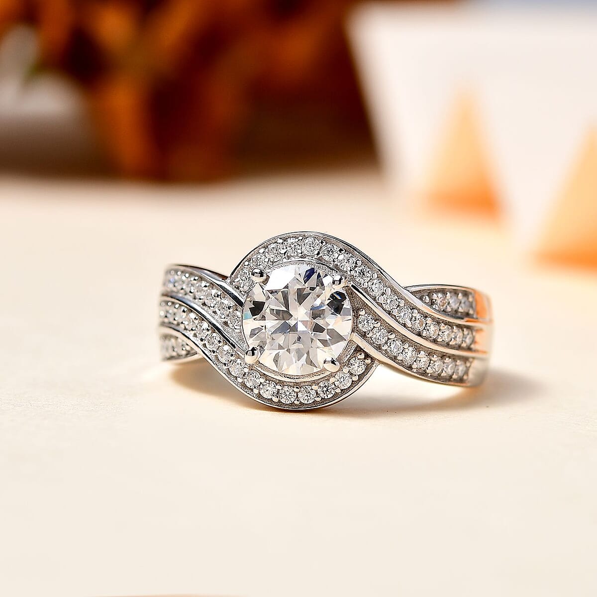 Moissanite Ring in Platinum Over Sterling Silver (Size 5.0) 1.70 ctw image number 1