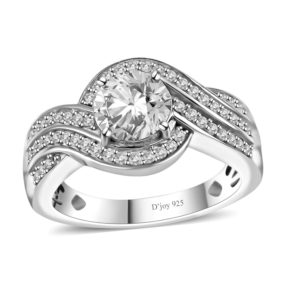 Moissanite (Rnd 7mm) Ring in Platinum Over Sterling Silver (Size 10.0) 1.70 ctw image number 0