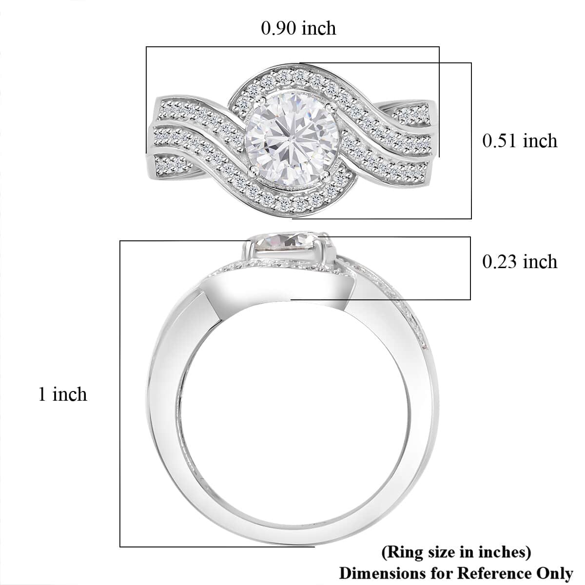 Moissanite Ring in Platinum Over Sterling Silver (Size 7.0) 1.70 ctw image number 6
