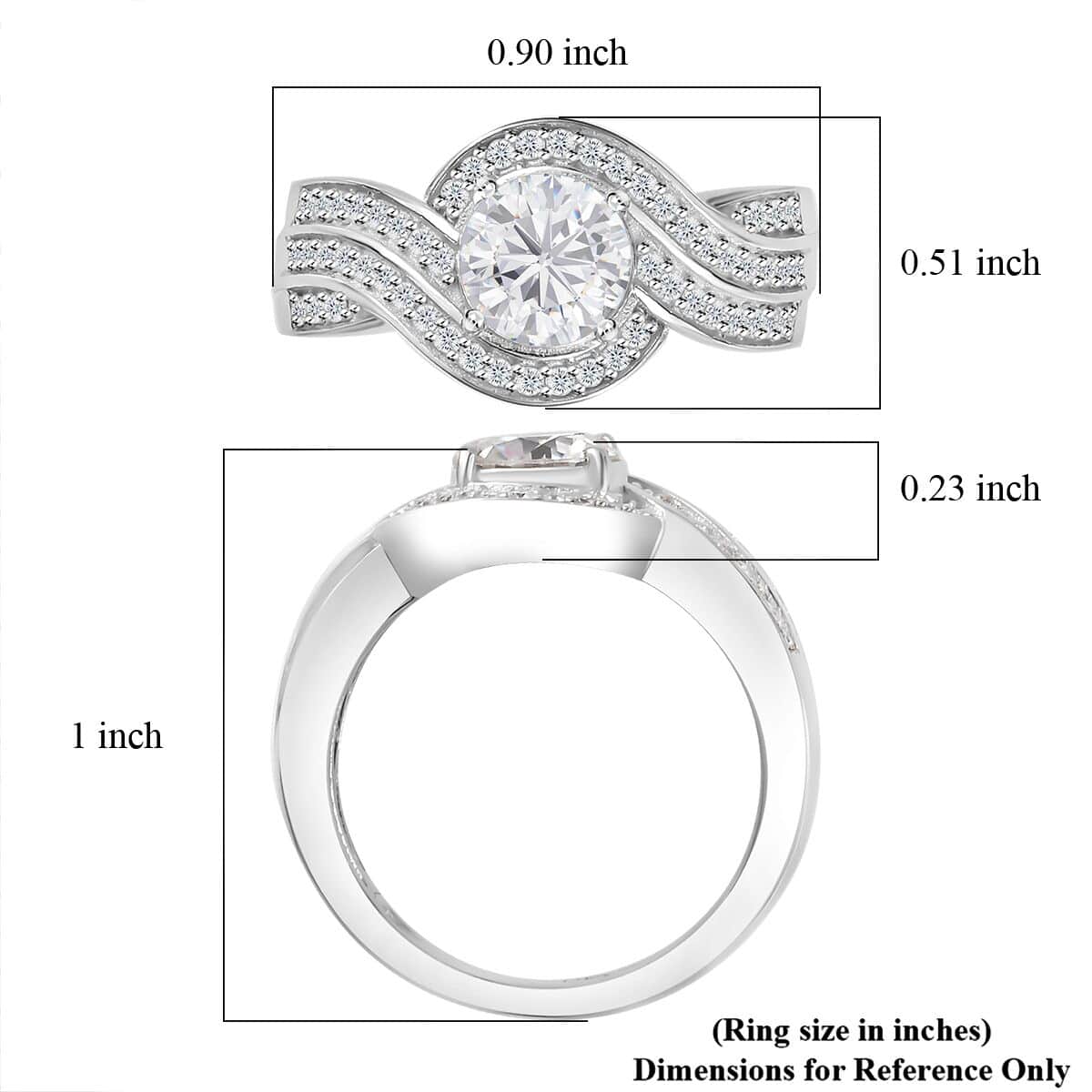 Moissanite Ring in Platinum Over Sterling Silver (Size 8.0) 1.70 ctw image number 5