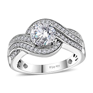 Moissanite Ring in Platinum Over Sterling Silver (Size 9.0) 1.70 ctw