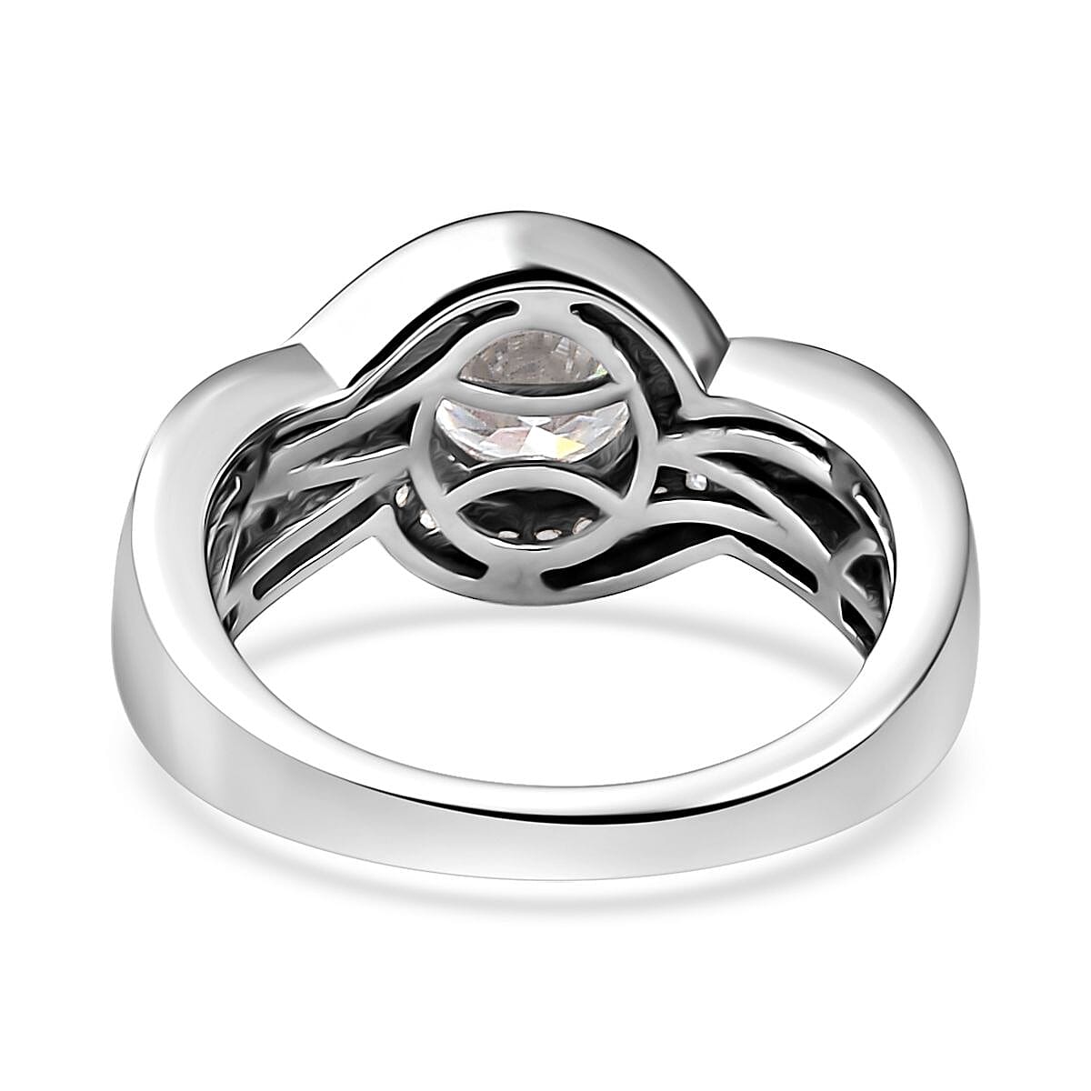 Moissanite Ring in Platinum Over Sterling Silver (Size 9.0) 1.70 ctw image number 4